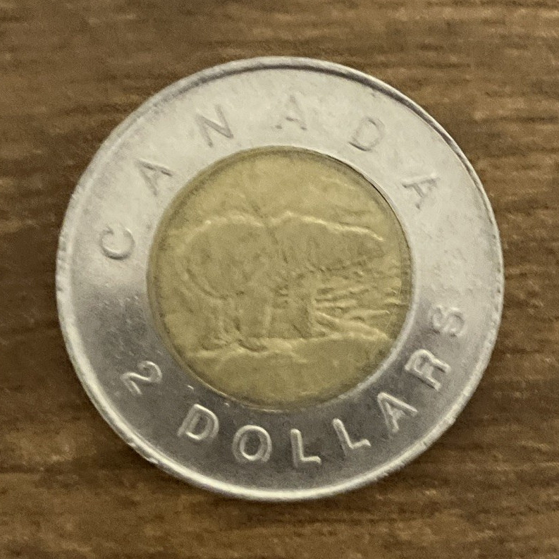 Canada 1997 $2 Toonie Coin Elizabeth II Polar Bear Nickel Bronze