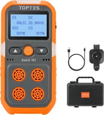 Toptes Guard-101 Gas Detector, 4 Gas Monitor for H2S, CO, LEL and O2, with Vibra