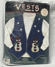 Vtg 1996 Dimensions Vest Kit Snowman Appliqu  Winter Christmas DIY Holiday New