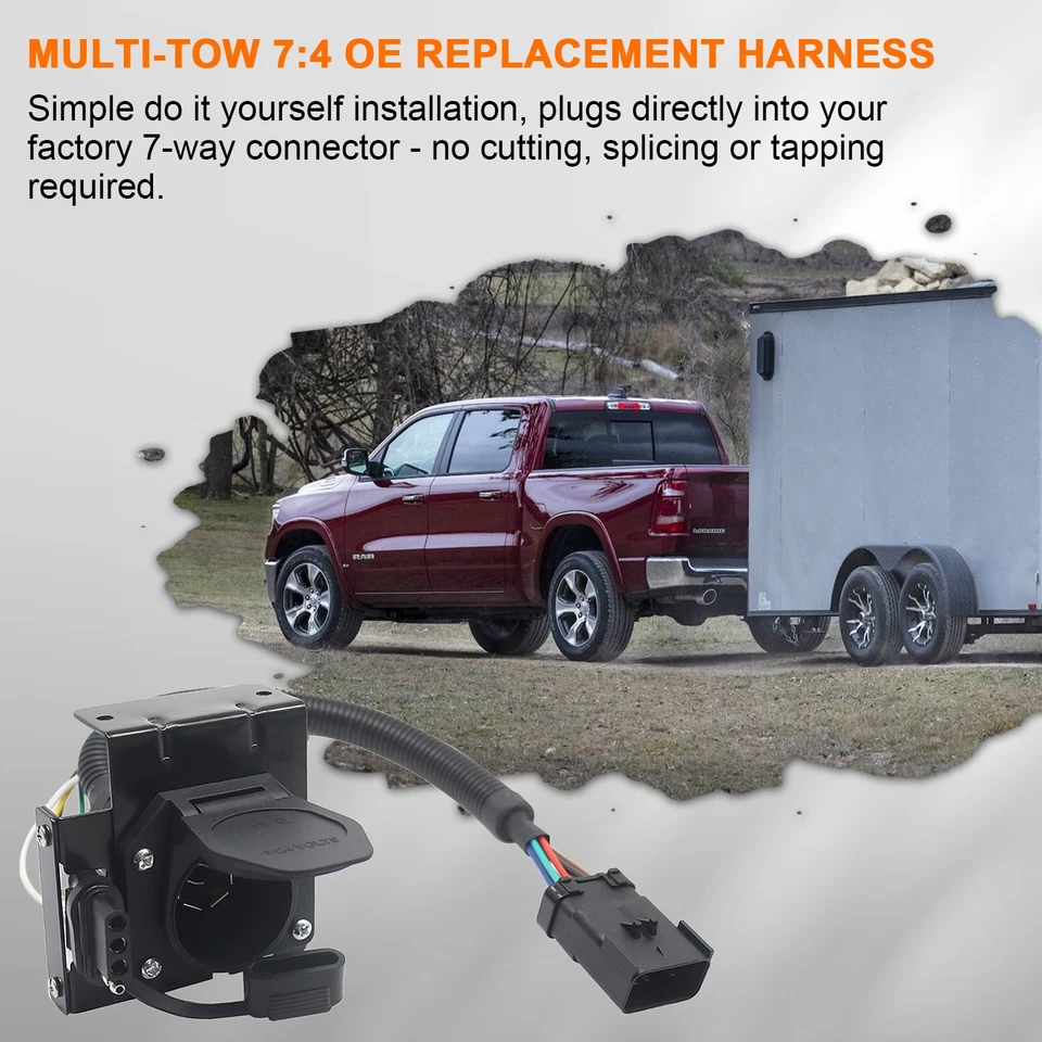 For Dodge RAM Multi-tow 7:4 Trailer Connector Truck Tow Harness Plug and Play - Image 3 of 4