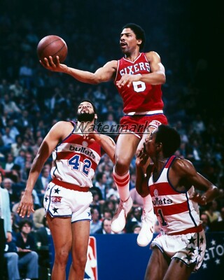 NBA Philadelphia 76ers Julius Erving Dr J Layup vs Bullets Color 8