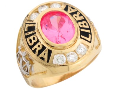 10k or 14k Gold Pink CZ Simulated October Birthstone Libra Zodiac