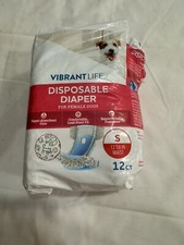 Vibrant Life Disposable Diapers Female Dogs Small 12ct 12-18" Waist Open B150