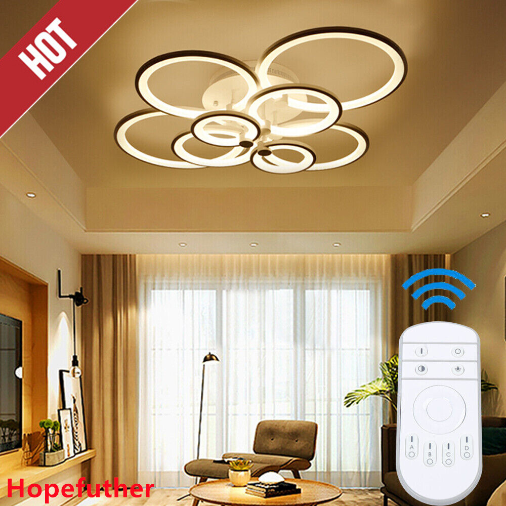 Modern Ceiling Light 8Heads Dimmable Chandelier LED Pendant Lamp Fixture +Remote