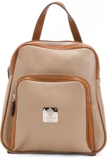 I Medici firenze pebble leather Backpack Contrast Beige  Camel NWOT Small