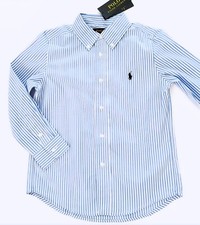 NWT, Boys POLO RALPH LAUREN Blue-White Striped Shirt. Size XL 18-20 . Eu 170