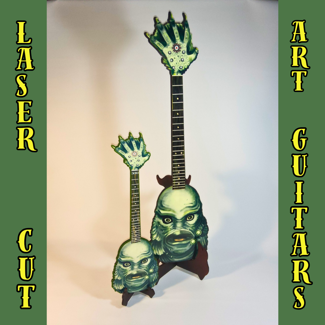 Creature black lagoon art guitar digital laser cut print unique decor horror