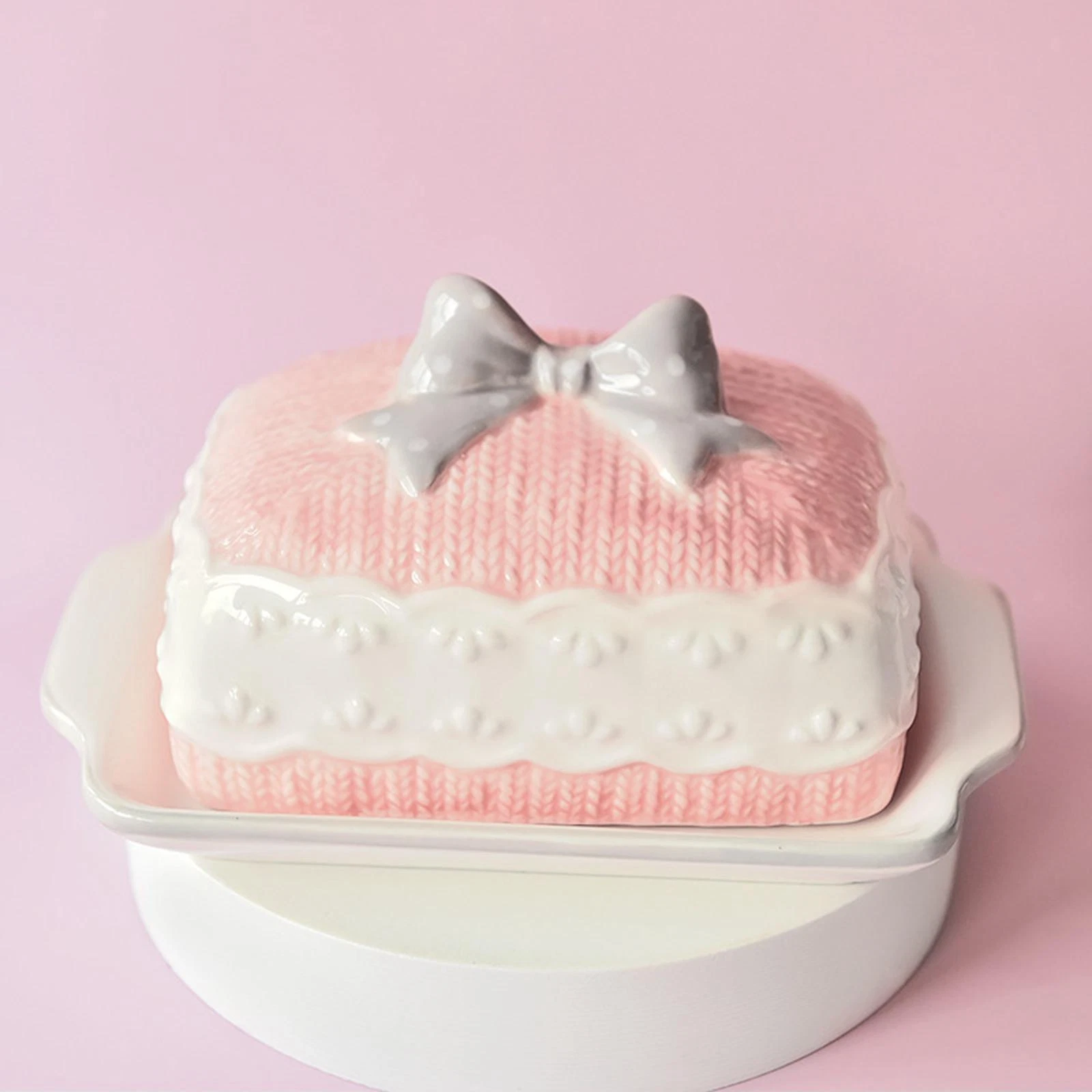 Porcelain Butter Dish Durable with Lid Butter Keeper for Fridge Bar Home