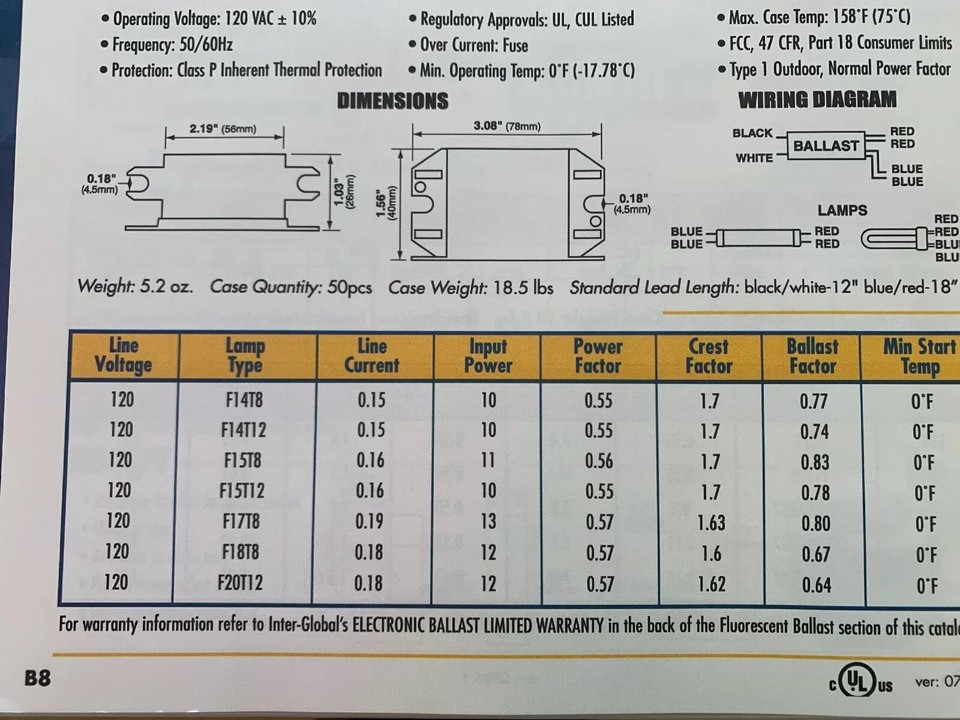 InterGlobal IG1320EL electronic ballast 120v New Common Aquarium