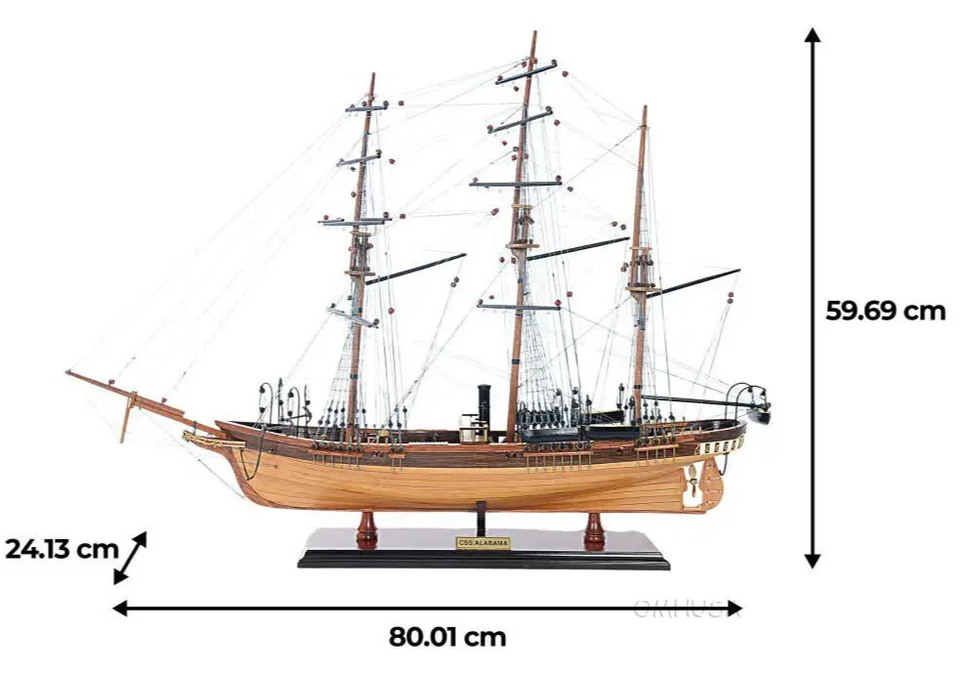 CSS Alabama Wooden Steam Tall Ship Model 32