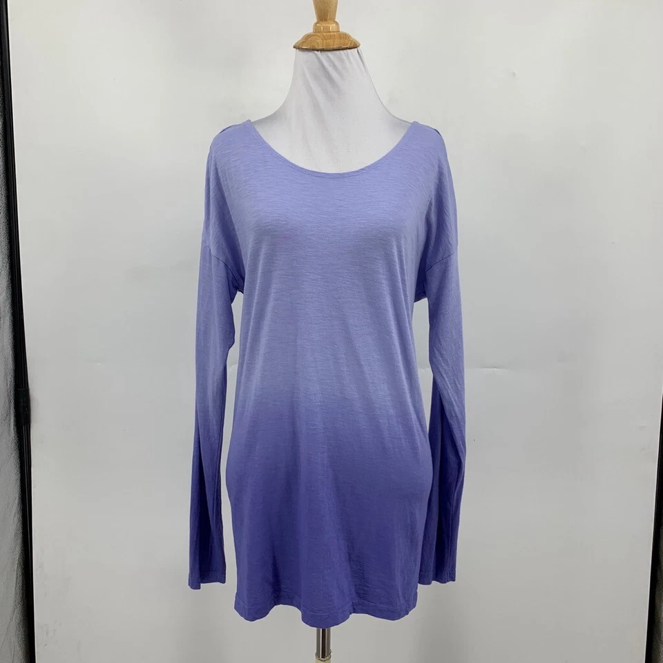 Camisa Activa Lucy Top Mujer M Mediana Lavanda Ombre Recorte Abierta Manga Larga Foto 2 de 4