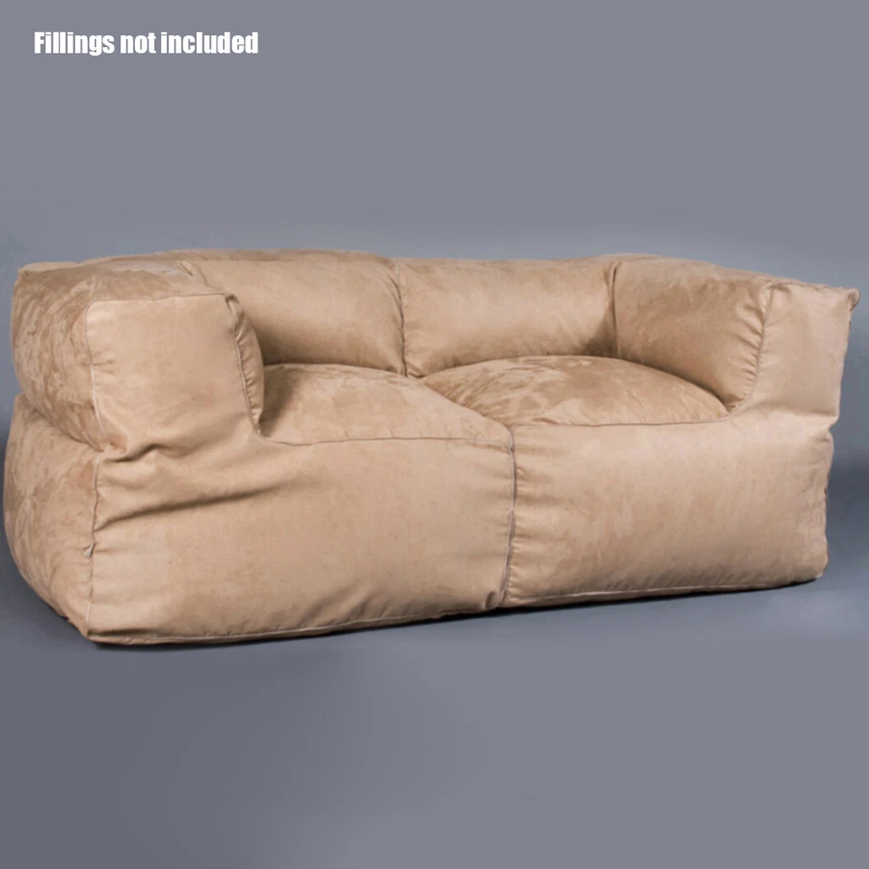 Modern Grey Bean Bag Couch Loveseat Luxury Suede Beanbag Cover 2 Seater - image 4 of 4