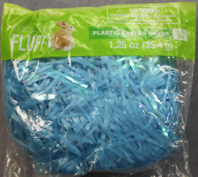 Happy Go Fluffy - EASTER - Blue Plastic Easter Basket Grass  1.25 oz Bag - NEW
