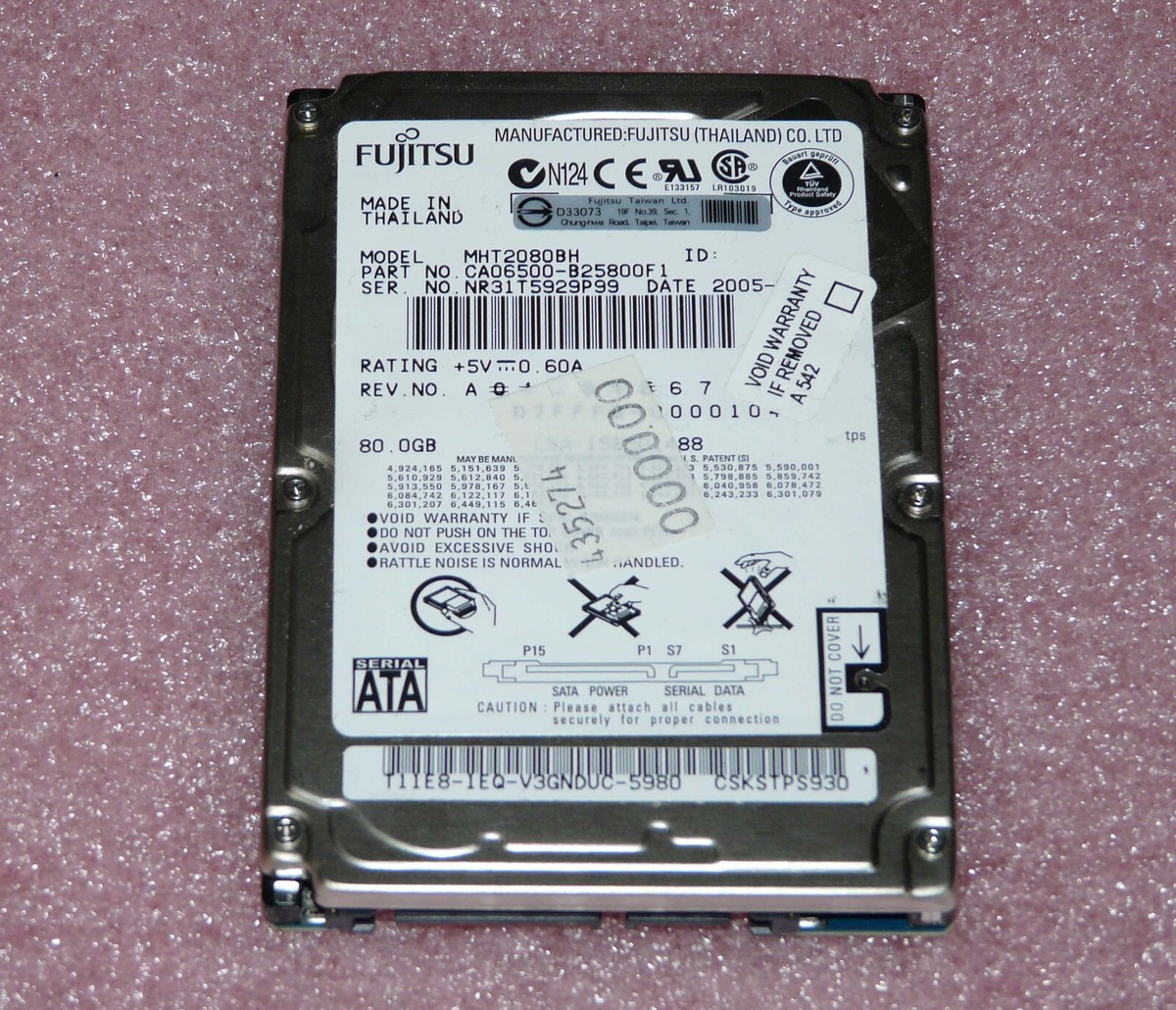 FUJITSU 本体 80GB Fujitsu MHT2080BH 5400rpm Hard Drive Disk Festplatte SATA HDD