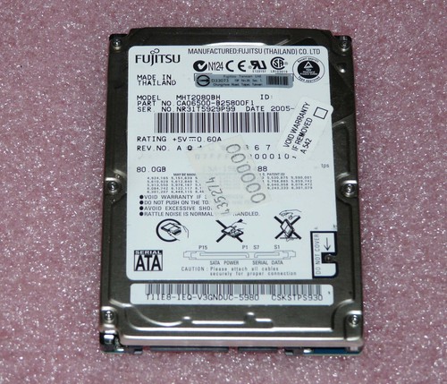 80GB Fujitsu MHT2080BH 5400rpm Hard Drive Disk Festplatte SATA HDD 6,3cm (2,5")