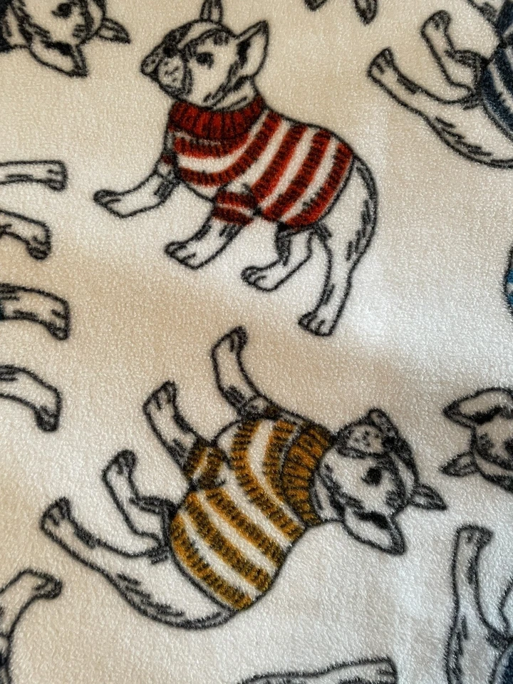 FRENCH BULLDOGS Plush Fleece Throw Blanket Medium Fringed Cover Soft 48 x 55” - Image 2 of 4