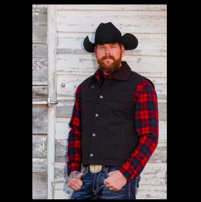 Wyoming Traders Mens Sheridan Button Up Canvas Ranch Wear Cowboy Vest