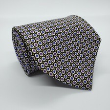 POLO RALPH LAUREN 56L Mens Silk Necktie Black Purple Geometric Made in USA