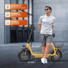 Adult Electric Scooter With Seat 750W 30 Miles Range Commuter Folding E-Scooter