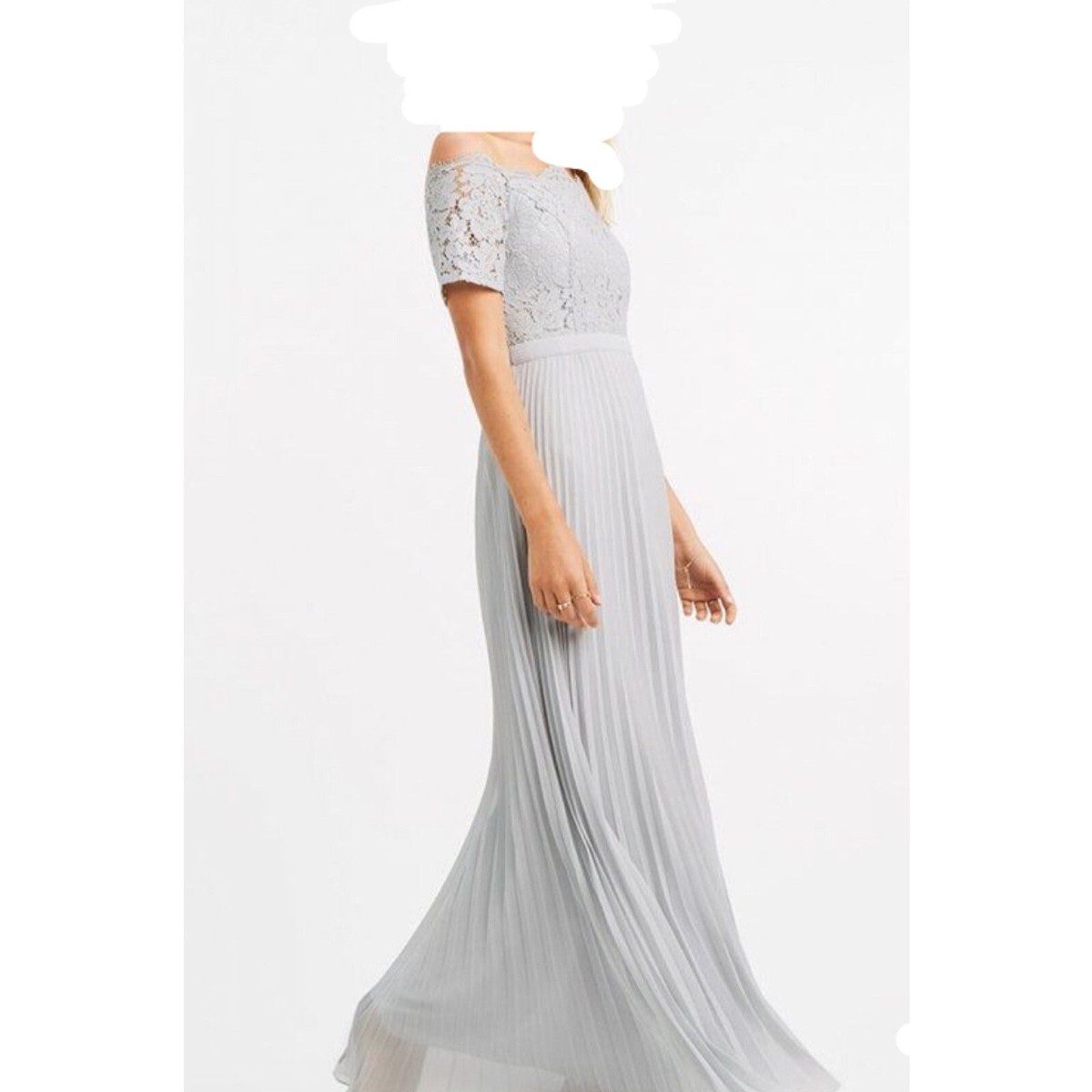 OASIS Lace Bardot Pleated Dress in Grey UK Size 10 BRAND NEW | eBay UK