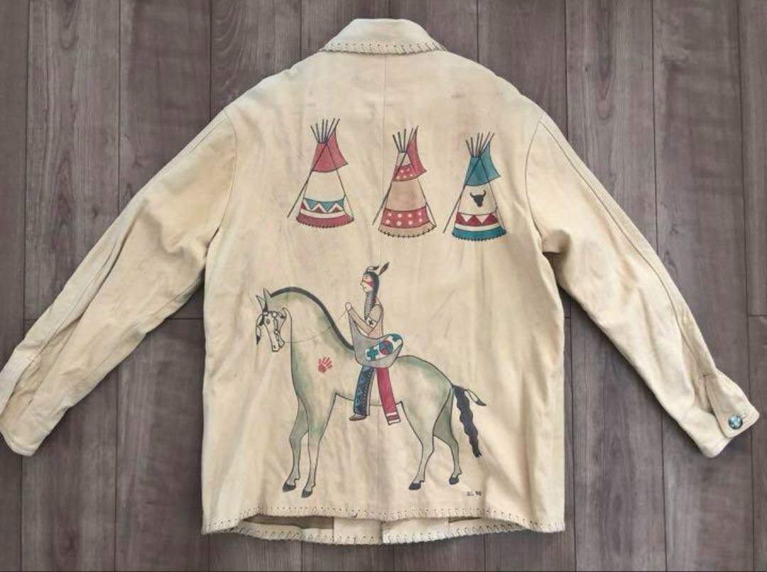 Vintage Polo Country Ralph Lauren Native American Indian Leather Jacket Size M image 2