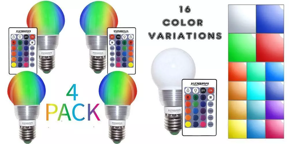 KOBRA LED Bulb Color Changing Light with Remote Control 4 Pack 16