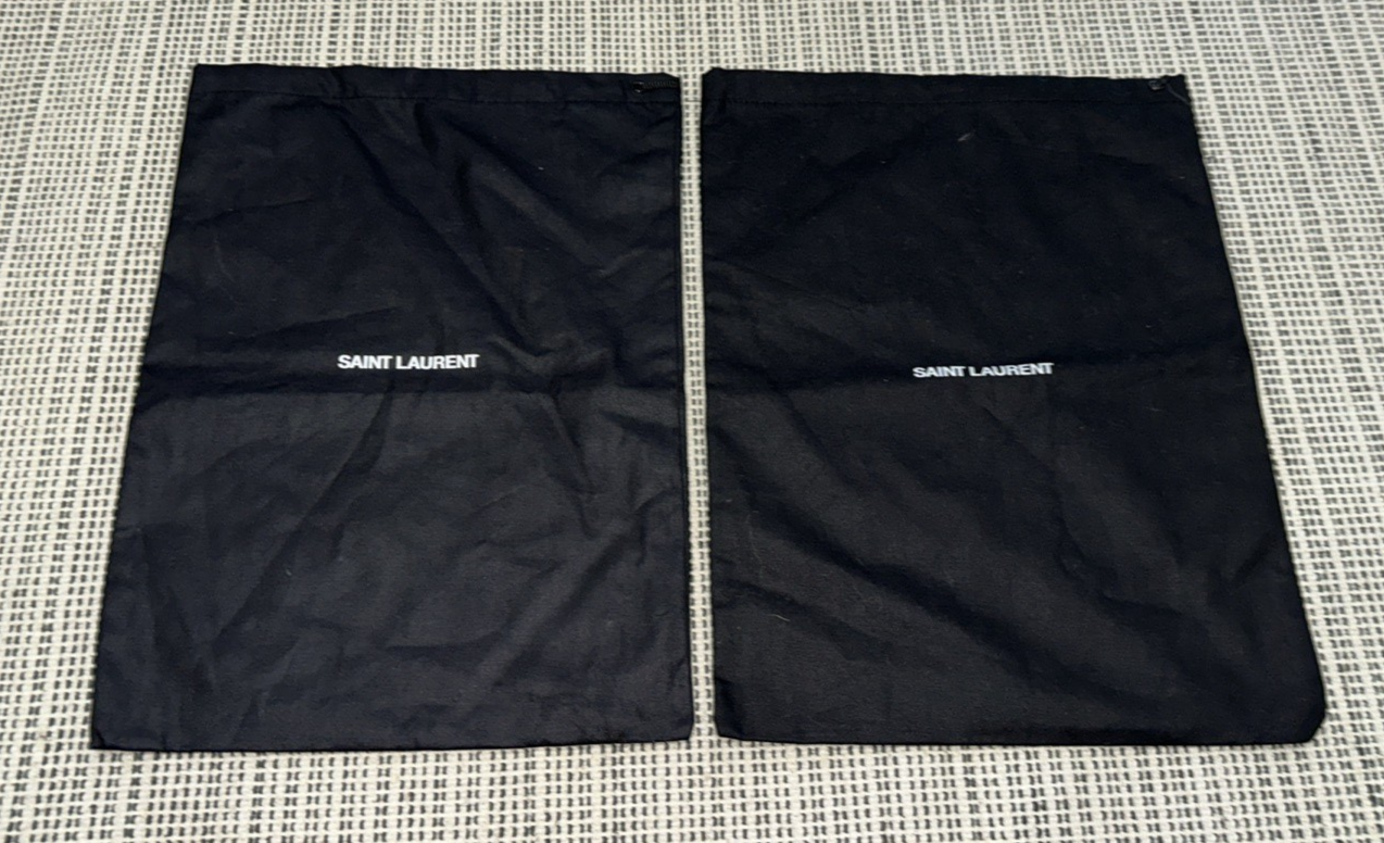 SET 2 SAINT LAURENT Sacchetti Portapolvere con Coulisse Nero 10" X 13 5"
