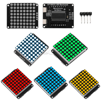 HT16K33 I2C LED Display Module 8*8 Dot Matrix Module Red Green White Blue Yellow