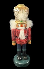 Vintage Winward Holidays 10" Nutcracker Taper Candleholder Gold Red Sequins