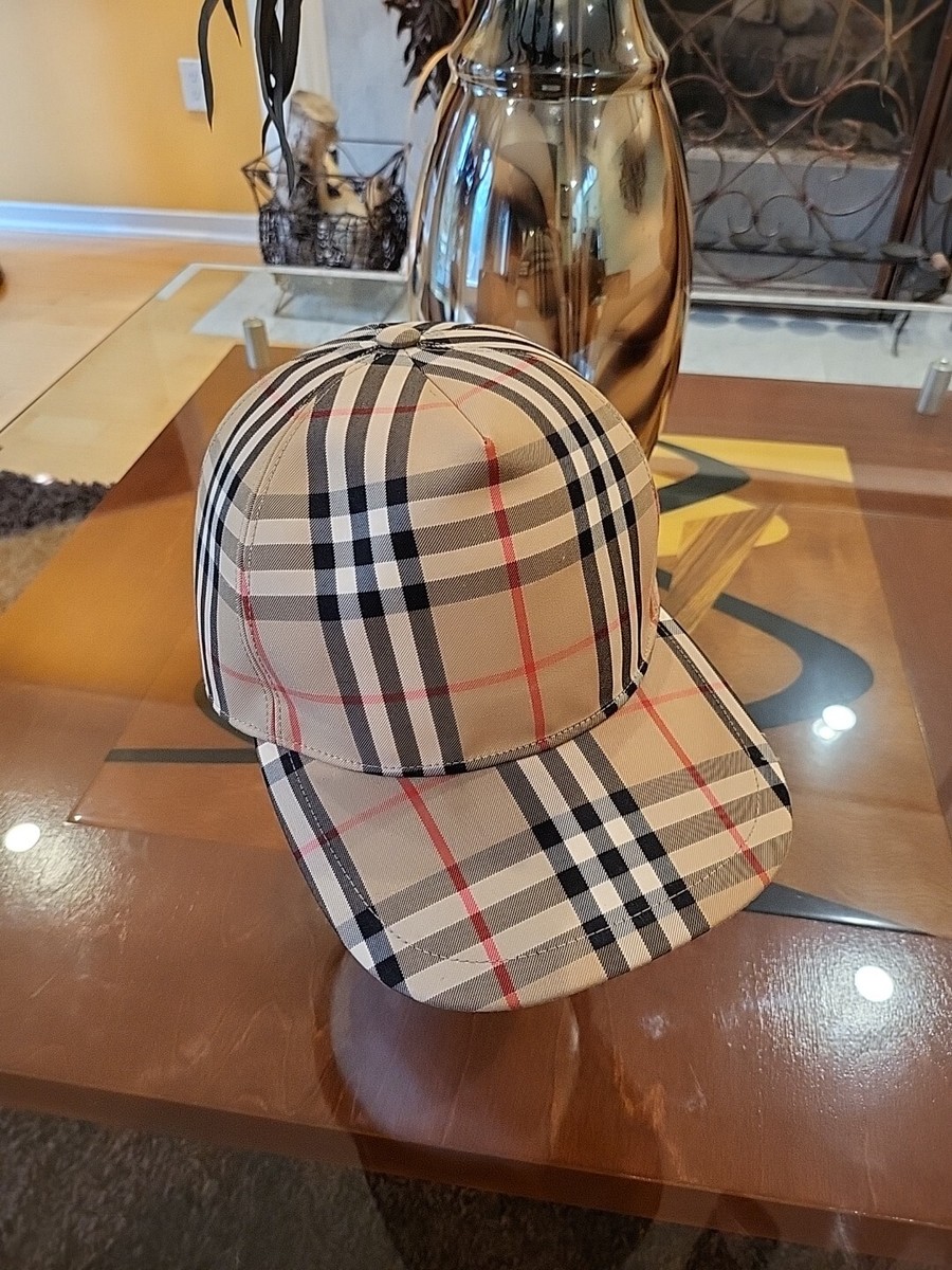 Authentic Burberry Check Cotton Baseball Cap Hat Size Large Authentic Burberry Check Cotton Baseball Cap Hat Size Large