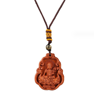 1pc Mahogany Year of The Amulet Necklace Manjusri Sage Pendant for Safety