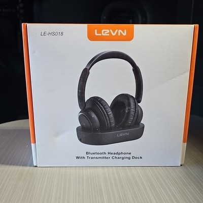 LEVN LE-HS018 Wireless Headphones for TV + Transmitter Base NEW (Open & Tested)