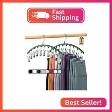 Legging Organizer for Closet, Metal Yoga Pants Hangers 1 Pack w/10 Clips Holds 1