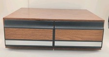Vtg 80s Wood Grain 24 VHS Tape Holder 2 Drawer Storage Organizer 4