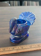 Mosser Glass Turkey Toothpick Holder Purple Iridescent Carnival Glass Excellent!