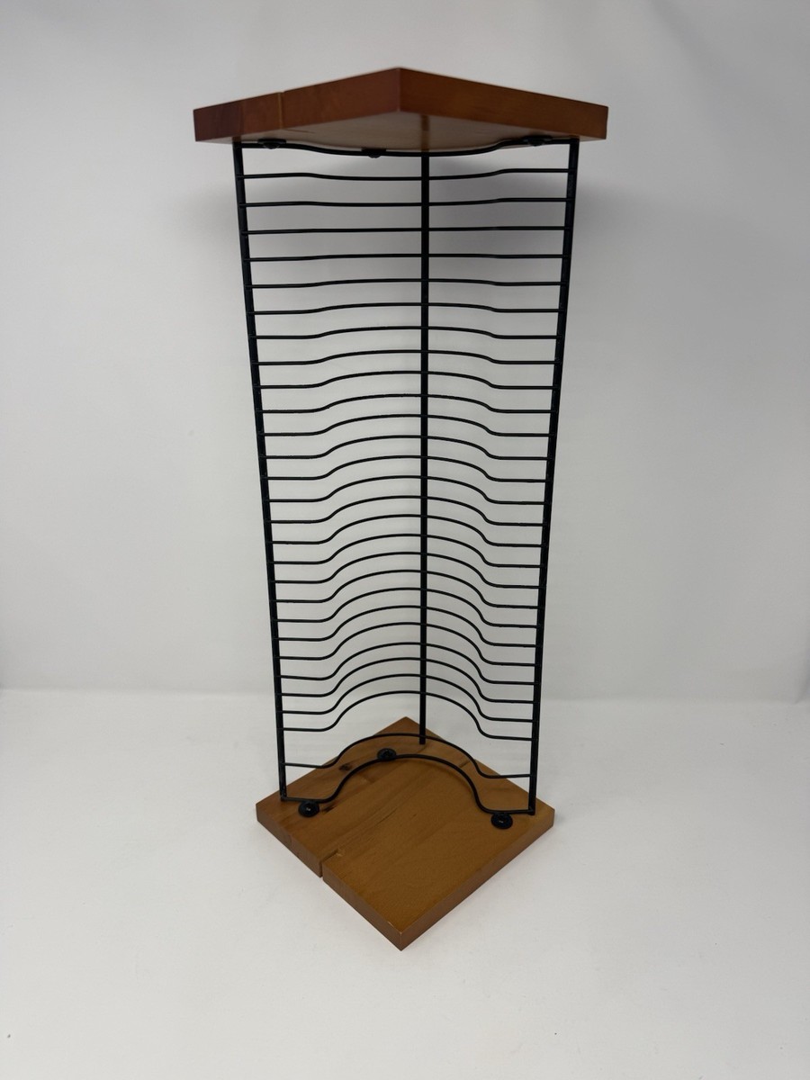 Vintage Wood and Wire CD Tower Rack Stand Holds 30 CDs #1 | eBay