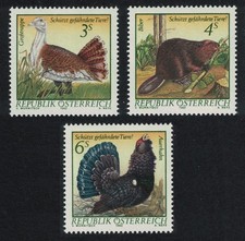 Bustard Capercaillie Birds Beaver Animals Fauna 3v Austria 1982 MNH