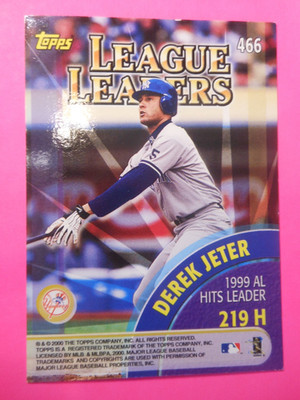 2000 Luis Gonzalez - Derek Jeter Topps #466 League Leaders 