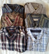 Lot of 6 Men's Button Up Long Sleeve Shirts ~ Large ~ Mixed Brands