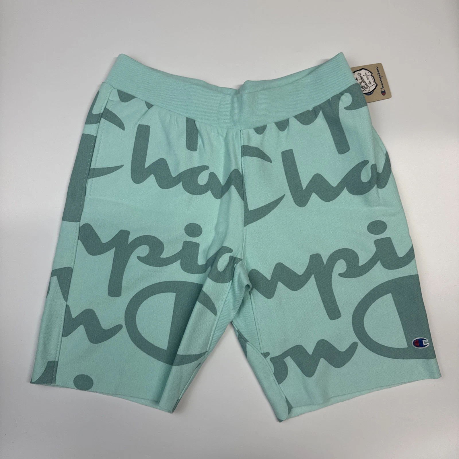 Champion Reverse Weave Shorts Men X-large Mint Green All Over Print Logo C logo