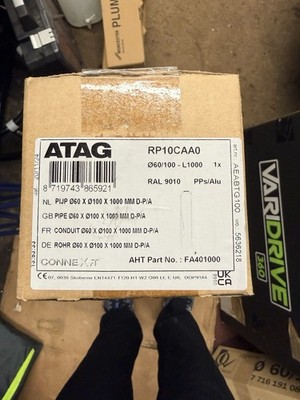 ATAG RP10CAA0 konzentrisches Rohr 60 x 100 x 1000 mm Abgasverlängerung neu und versiegelt.