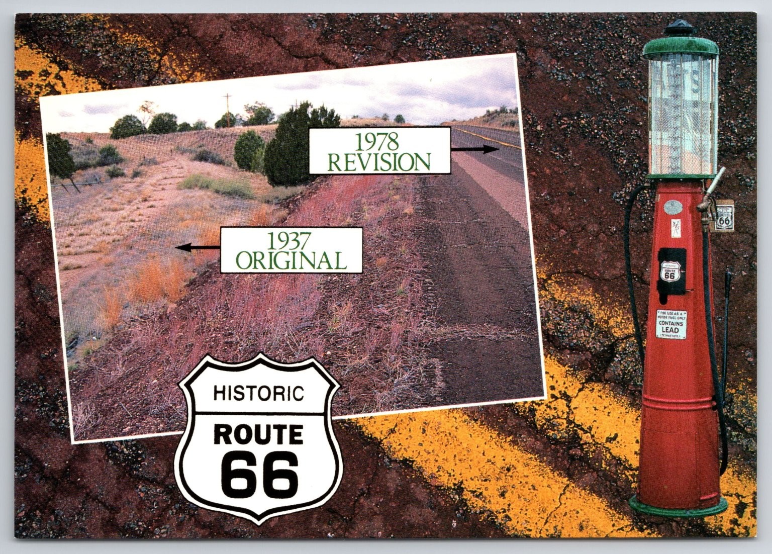 Arizona Historic Route 66 1937-1978 Road Revision Postcard Photochrome