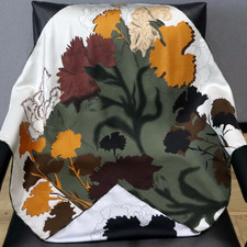 18 Momme Twill Silk Square leaf Print 35'' kerchief Bandanna Scarf Shawl Wrap