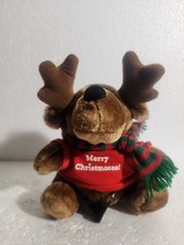 1980s Christmas Themed Plush Moose from ASI "Merry Christmas" on Removable Shirt