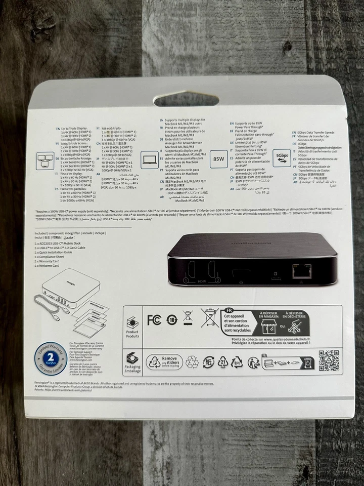 Kensington AD220S3 Dual Display Dock for Any MacBook M1/M2/M3/M4 - NEW - Image 3 of 3