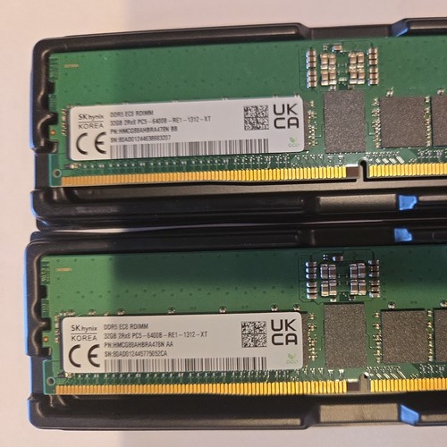 K Hynix HMCG88AHBRA478N 32GB DDR5-6400 PC5-51200 2Rx8 ECC RDIMM Server RAM