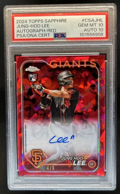 2024 Topps Chrome Sapphire Jung Hoo Lee Auto RC Red Refractor #/5 Giants PSA 10