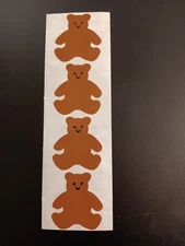 Vintage 1979 Mrs Grossman Sticker Sheet Strip  Brown Teddy Bear Animal Mods
