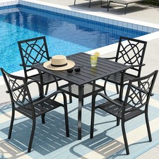 5-Piece Outdoor Wrought Iron Chairs & Table Patio Dining Furniture Set 4