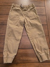 Jumpin beans Boys Khaki Jogger Pants Size 5 Elastic Waist Pockets Stretch